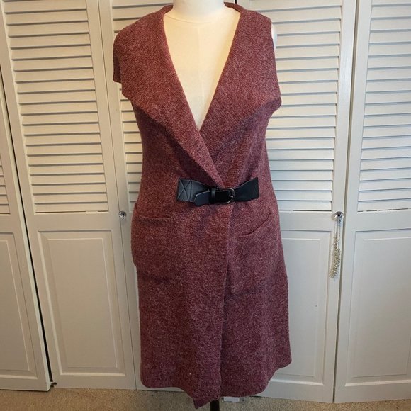 SOFT SURROUNDINGS LONG LINE BELTED CARDIGAN VEST - Picture 1 of 6